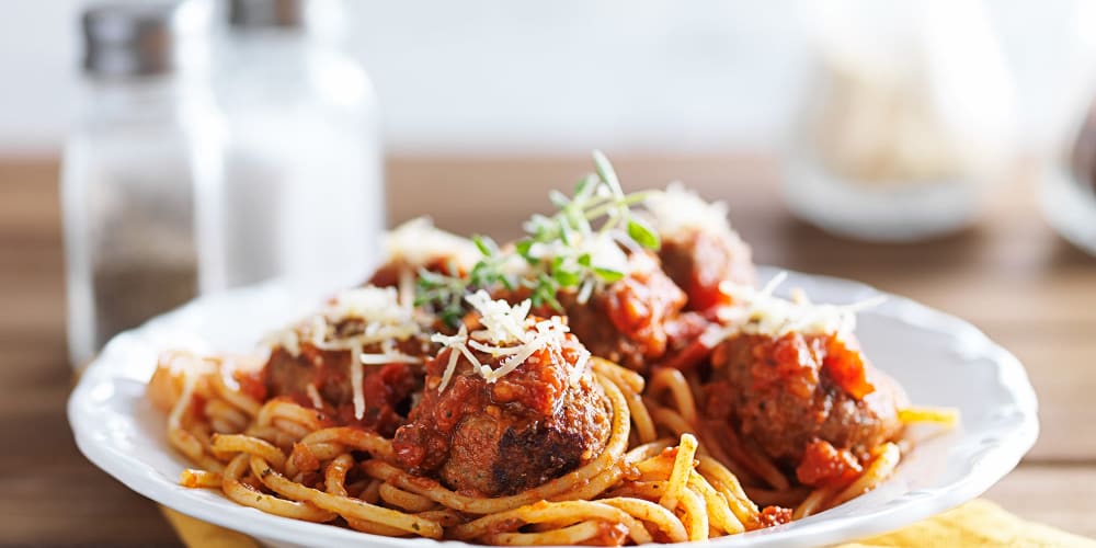 Spaghetti dinner  at Vista Prairie at Monarch Meadows in North Mankato, Minnesota