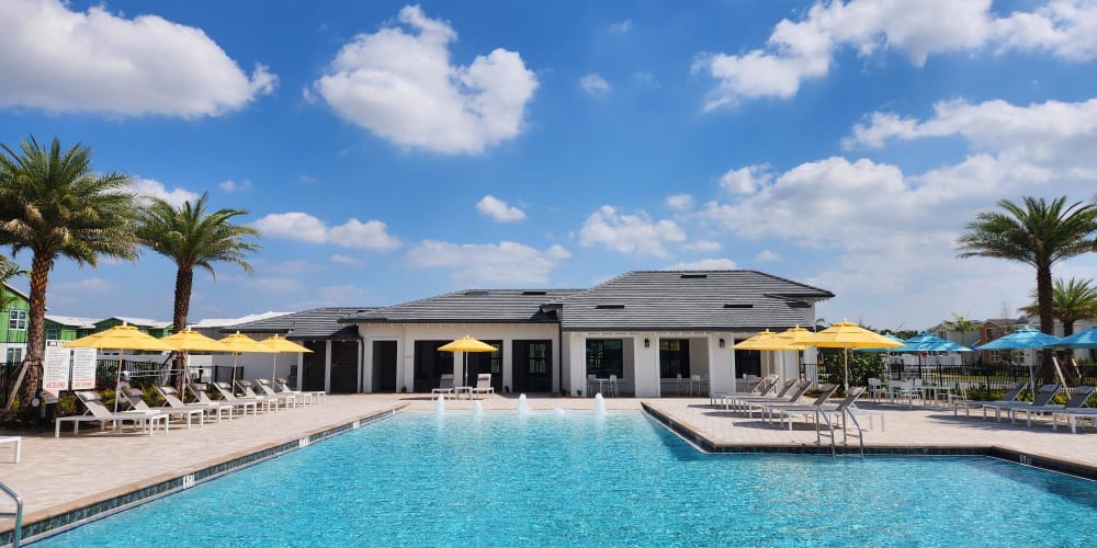 Expansive resort style swimming pool at Antigua at Lakewood Ranch in Lakewood Ranch, Florida