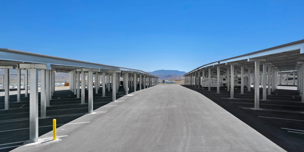wide driveways at Comstock Covered RV Storage in Carson City, Nevada