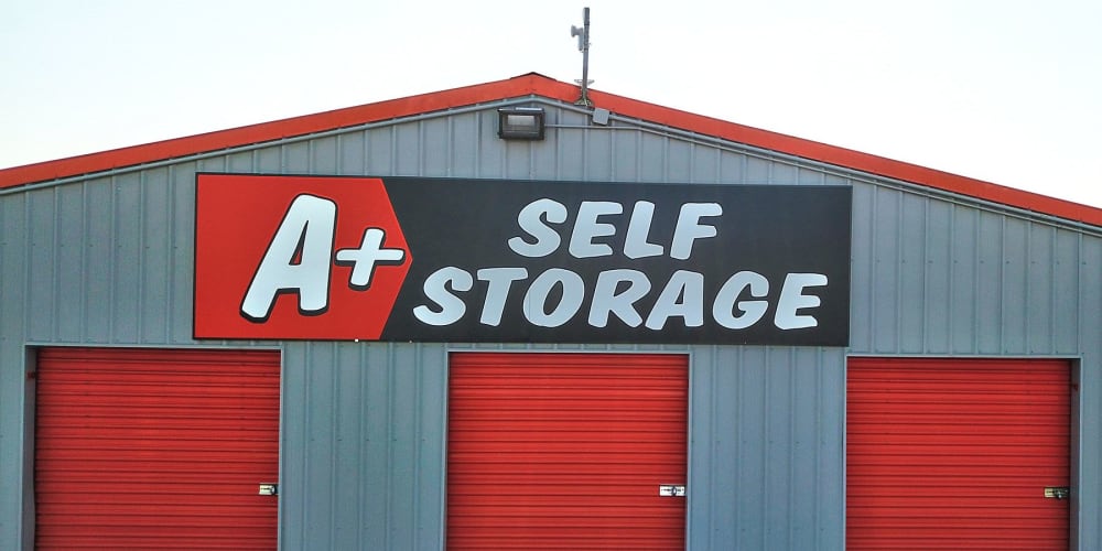 Front Sign at A+ Self Storage in Woodburn, Oregon