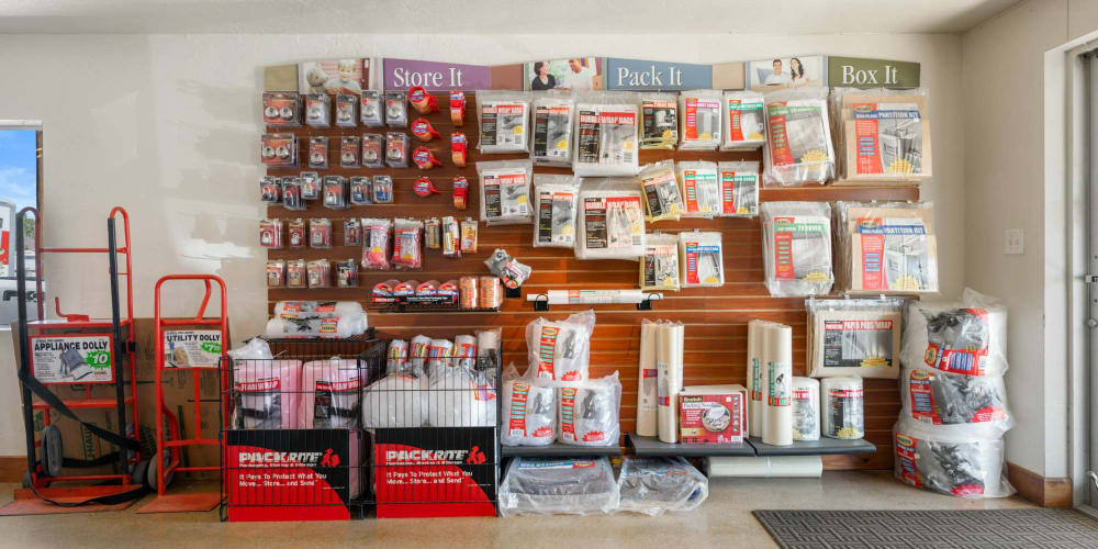 An assortment of packaging supplies available at Comstock RV Park and Storage in Mound House, Nevada