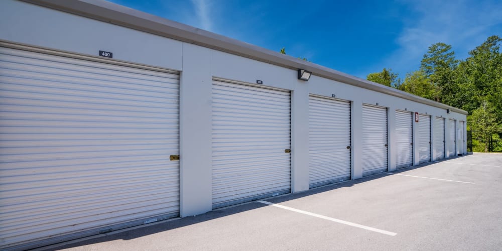 Outdoor drive-up storage units at StorQuest Self Storage in Tarpon Springs, Florida