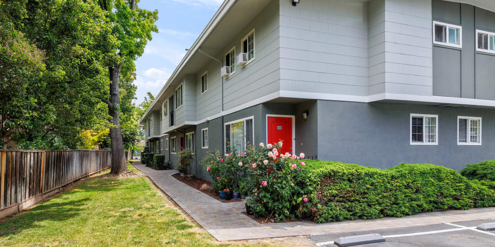 Apartment exterior at Parkway Apartments in Fremont, California