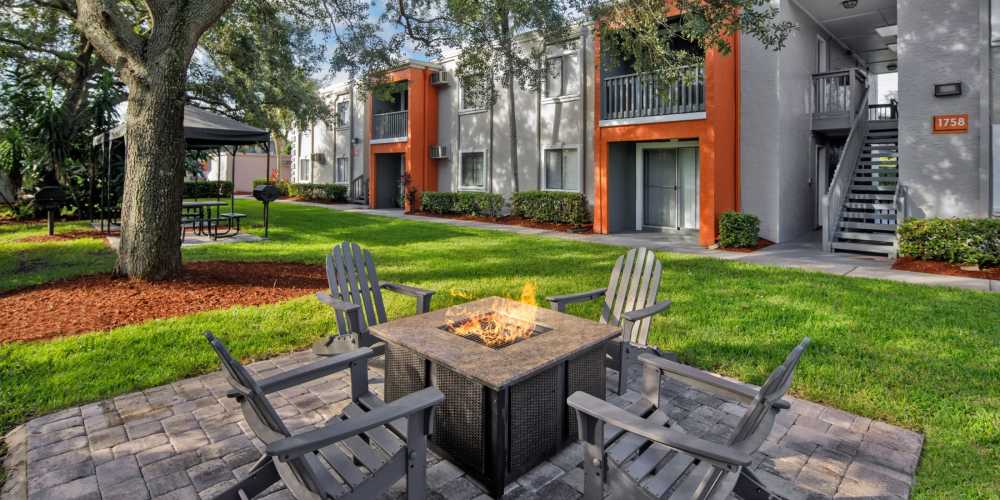 Community firepit at Windward Apartments in Orlando, Florida