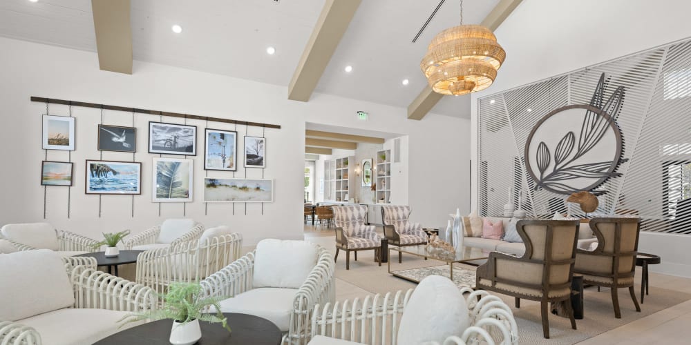 Inside rendering of the clubhouse at Olea Beach Haven in Jacksonville, Florida
