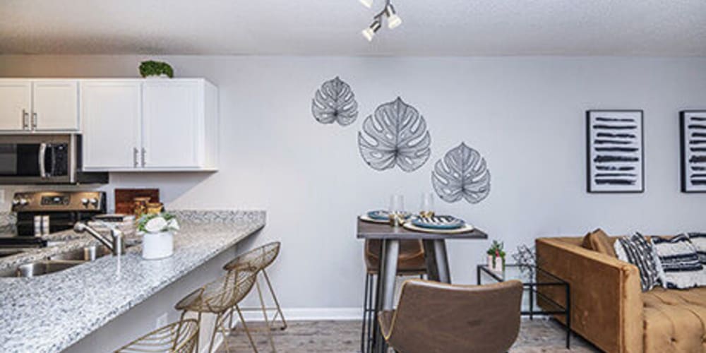 Studio apartment living room at Atlantic Palms in Charleston, South Carolina