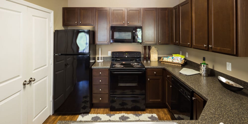 model apartment kitchen at Channel Family in Hanahan, South Carolina
