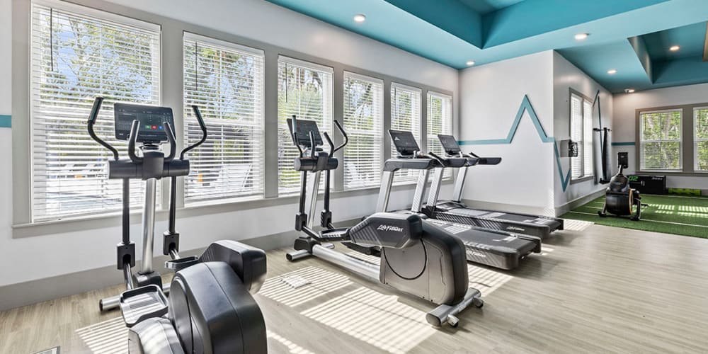 Elliptical machines in the community fitness center at Integra Trails in Cocoa, Florida