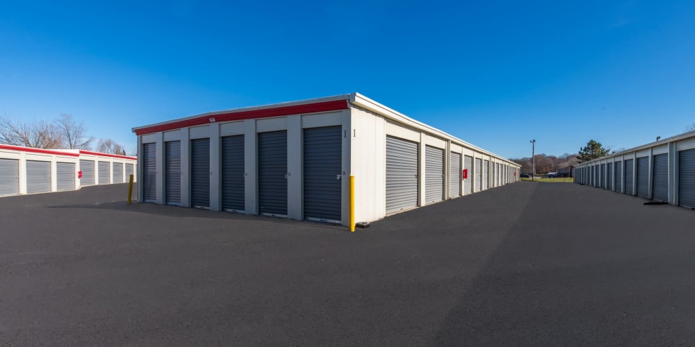 Exterior drive-up units at StorQuest Economy Self Storage in Kansas City, Missouri