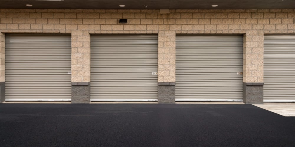 Outdoor drive-up storage units at StorQuest Self Storage in Ventura, California