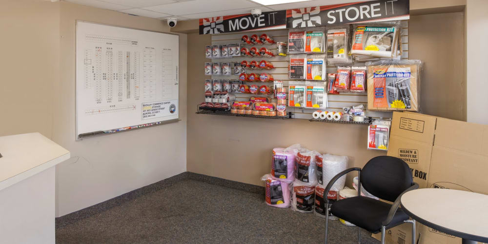 Packing supplies available in the leasing office at StorQuest Economy Self Storage in Aurora, Colorado