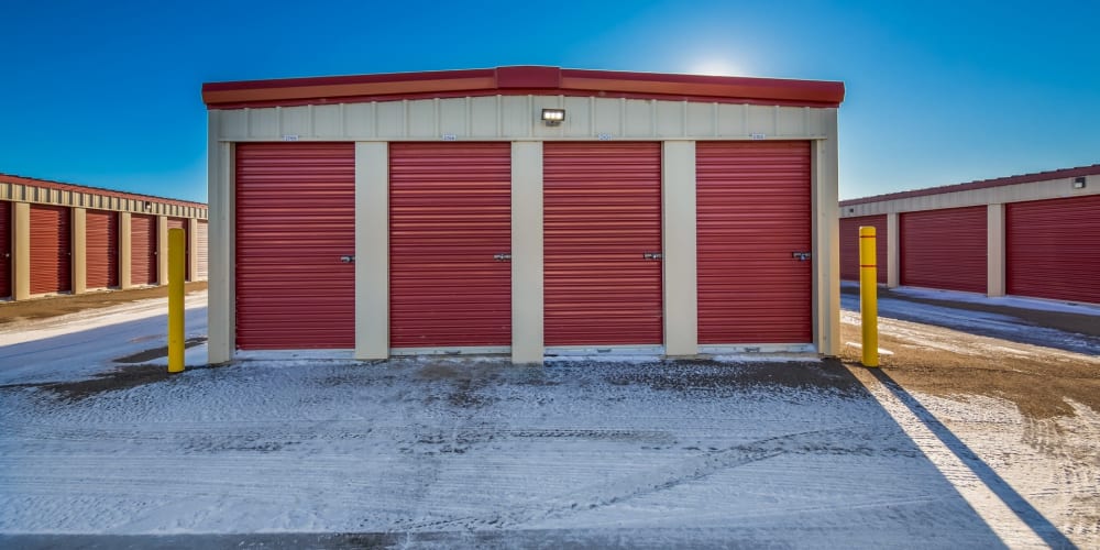 Exterior drive up units at StorQuest Self Storage in Williston, North Dakota