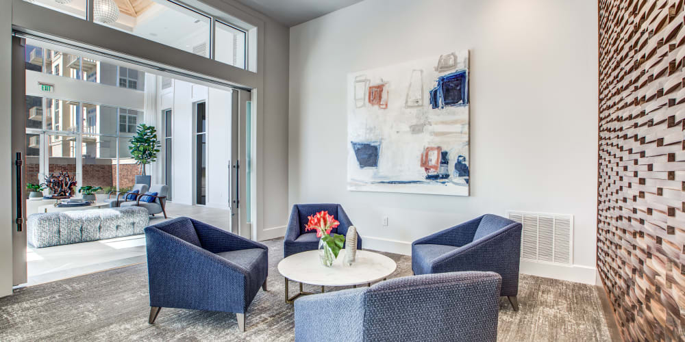 Seating in lobby at 255 Assay in Houston, Texas