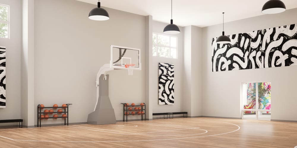 A half court indoor basketball court at Addison Square in Viera, Florida