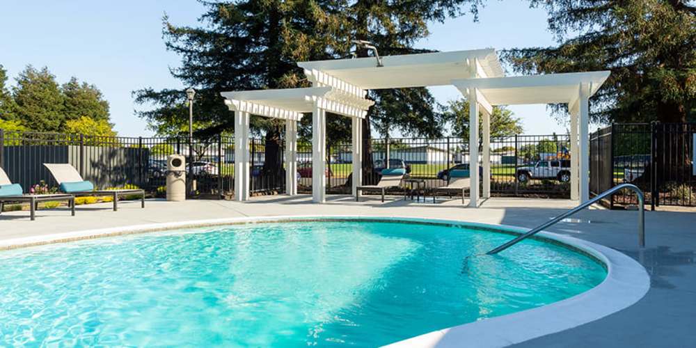 Pool deck at The Lenox in Rohnert Park, California