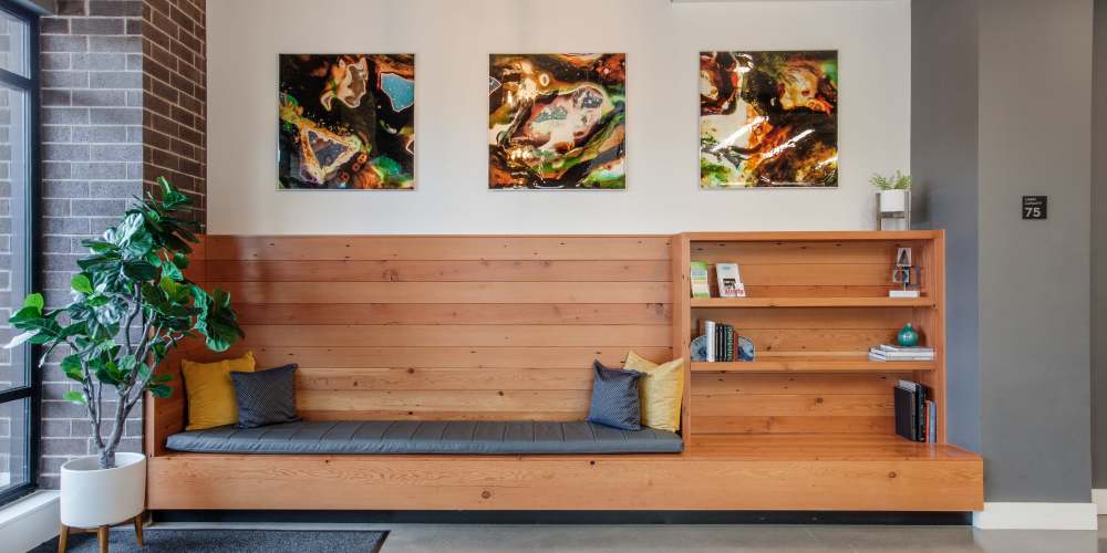 Modern resident lounge at Green Leaf Uptown in Vancouver, Washington