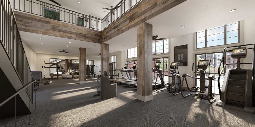 Fitness center with cardio equipment Valleydale Apartments in Salem, Virginia