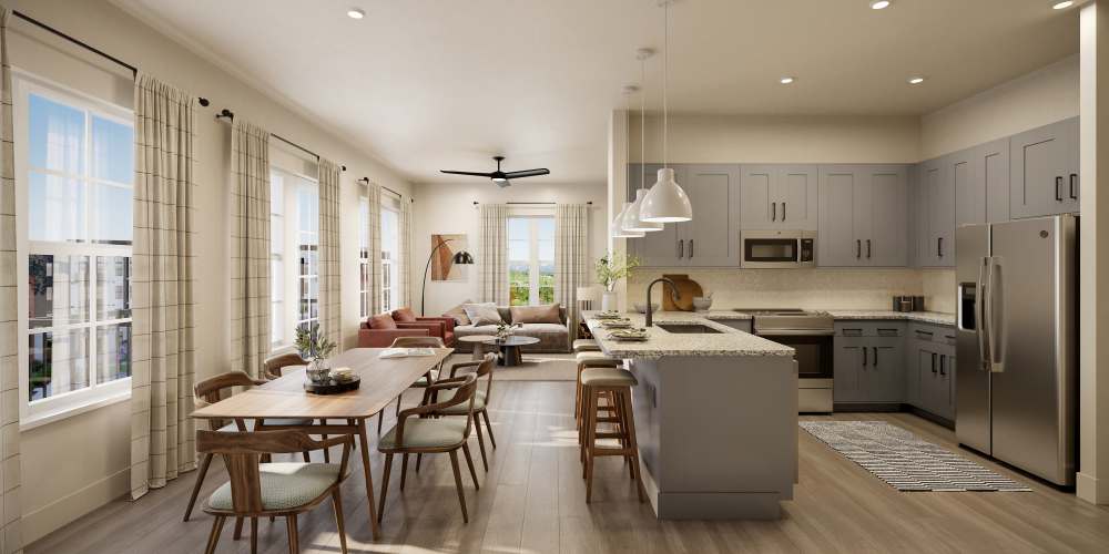 Kitchen with gray accents Valleydale Apartments in Salem, Virginia