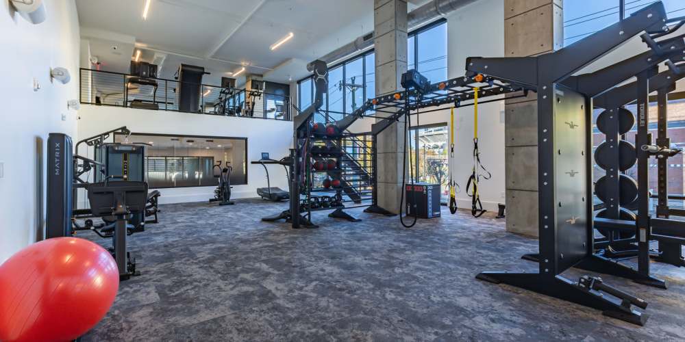 Well-equipped fitness center at The Prospect in Charlotte, North Carolina