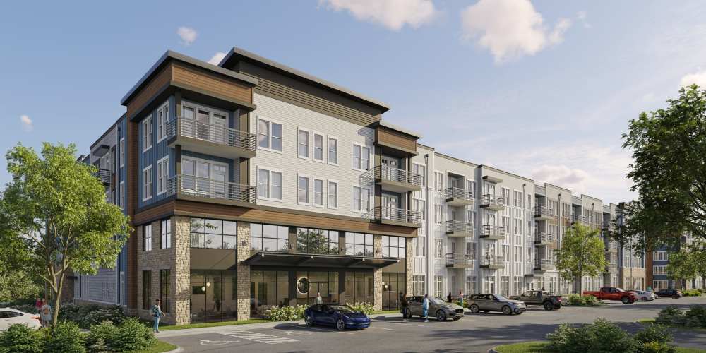 Rendering of a Drucker + Falk multifamily property