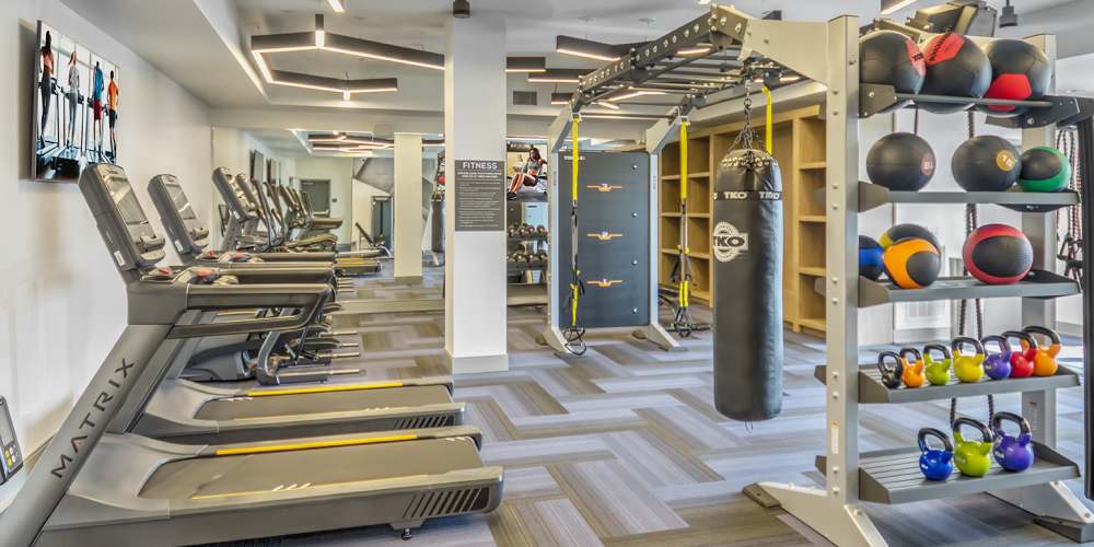 Community fitness center with wide range of equipment at Marlowe Place in Charlotte,North Carolina