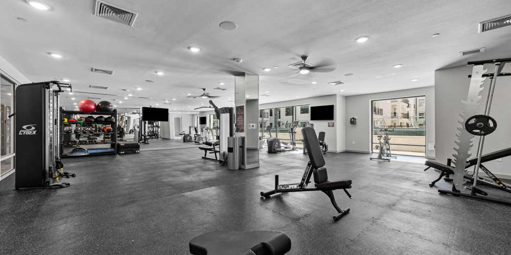 Fitness center with latest gym equipment  at Harbor Hill in Rockwall, Texas