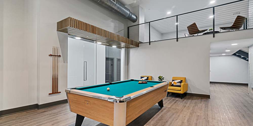 Pool table at The Lofts at the Municipal in Lafayette, Louisiana