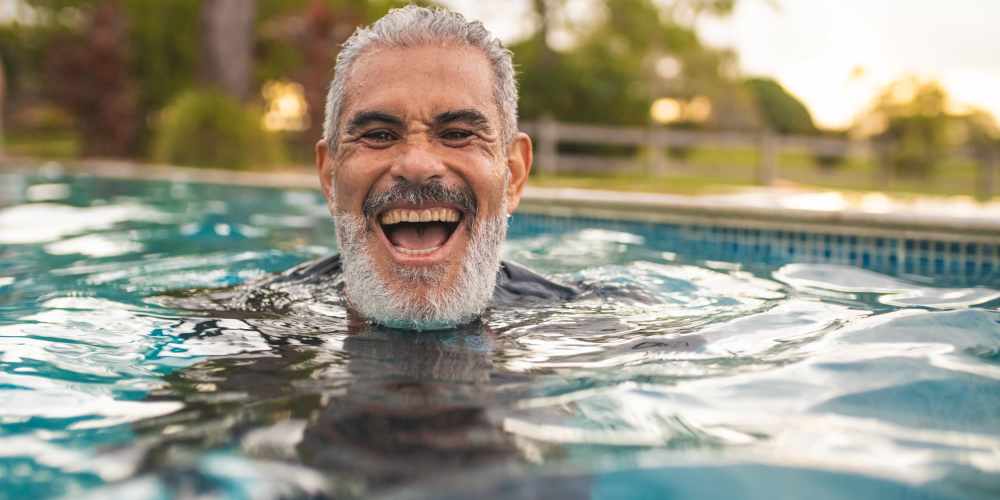 Resident swimming near Eva Manor in Pleasant Prairie, Wisconsin