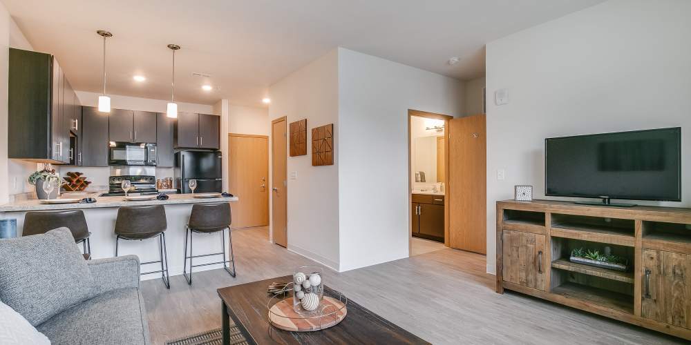Open concept living spaces at Eva Manor in Pleasant Prairie, Wisconsin