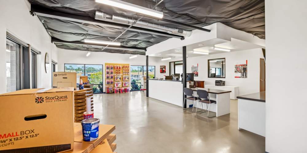 Packing supplies available in the leasing office at StorQuest Self Storage in Encinitas, California
