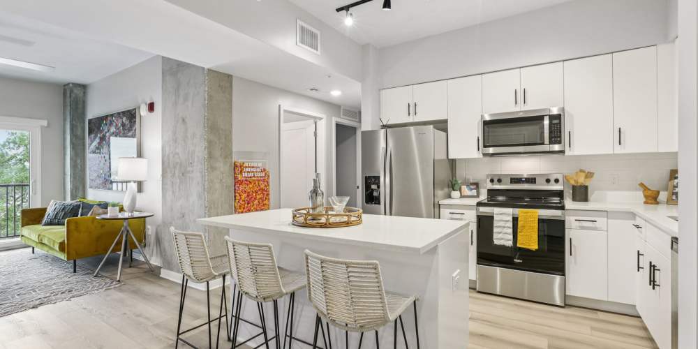 Kitchen with island at The Breeze in Winter Haven, Florida