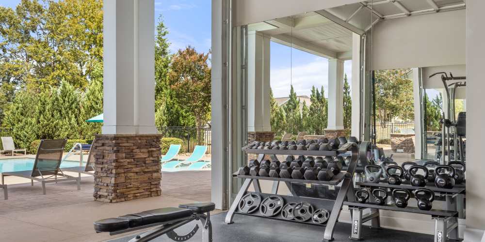 Entrance of the community room at The Mills Apartment Homes in Greenville, South Carolina