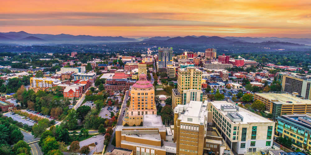 Downtown Asheville Arial photo near Reflection Pointe NC in Asheville, North Carolina