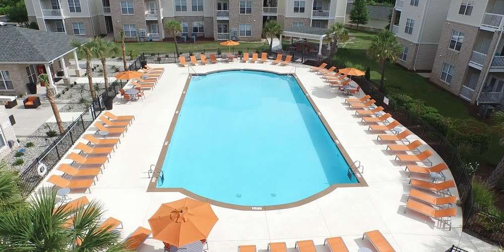Swimming Pool with Lounge Chairs at Avalon of Wilmington in Wilmington, North Carolina