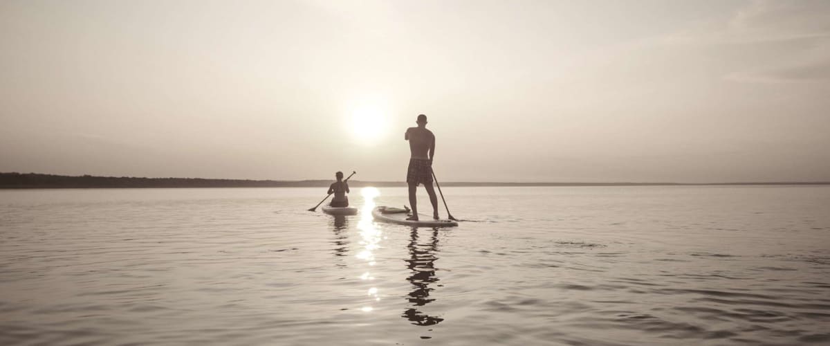 Residents paddle boarding near Indigo Stuart in Stuart, Florida