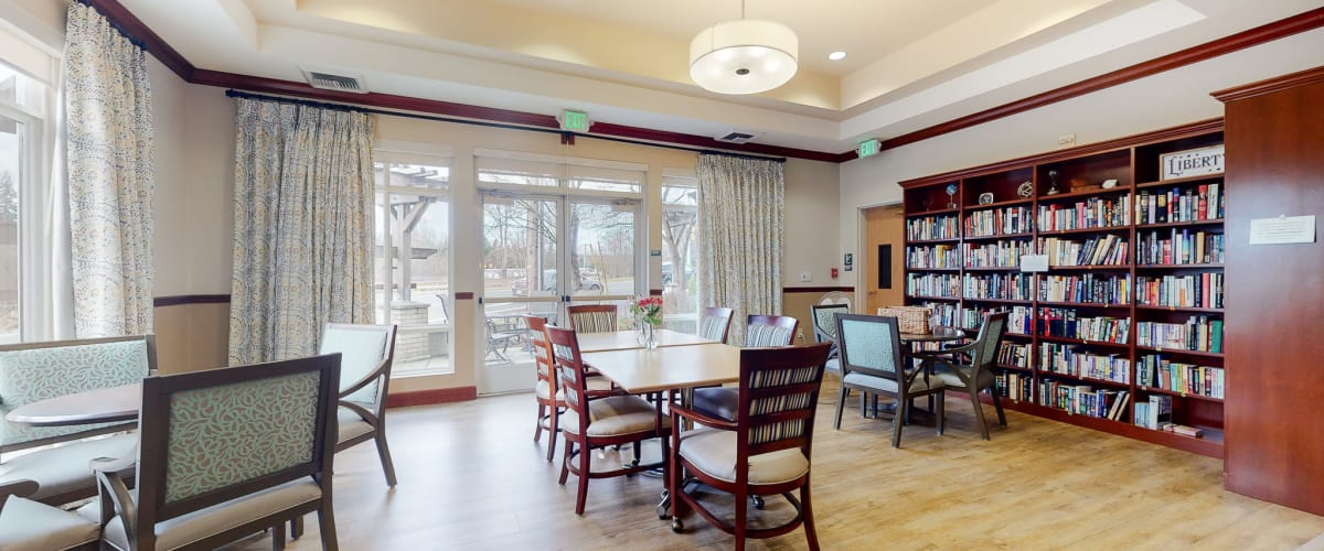 Elegant reading and game room at The Creekside in Woodinville, Washington