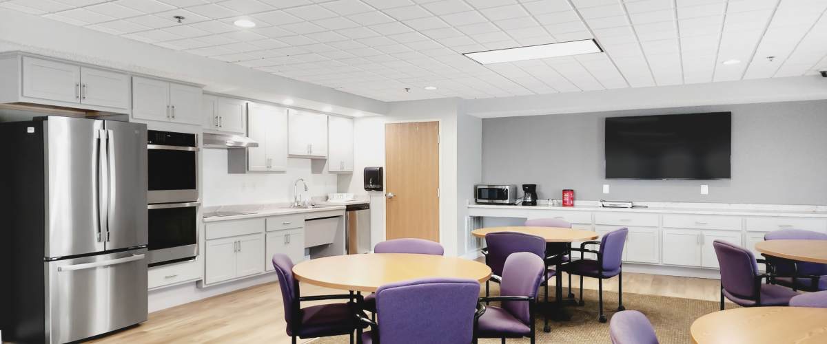 Common dining area at Parkway Gardens Senior Apartment Community in Saint Paul, Minnesota
