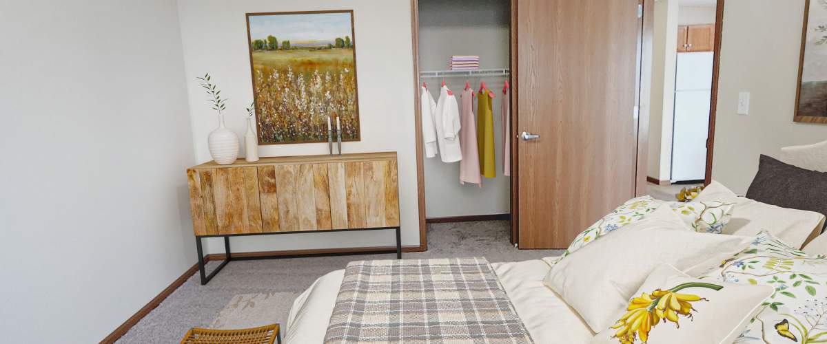 Cozy Bedroom at Parkway Gardens Senior Apartment Community in Saint Paul, Minnesota