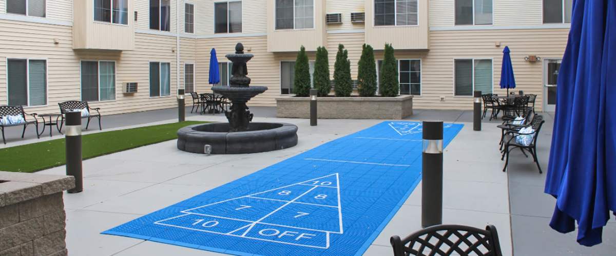 Outdoor activity area at Parkway Gardens Senior Apartment Community in Saint Paul, Minnesota