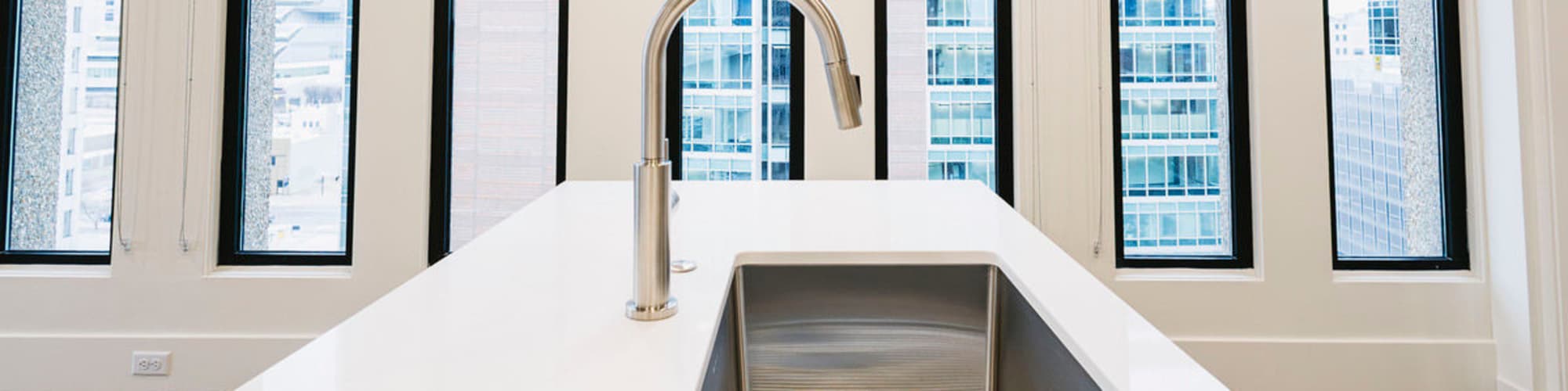 WIndows and sink at Residences at 111 Lyon in Grand Rapids, Michigan