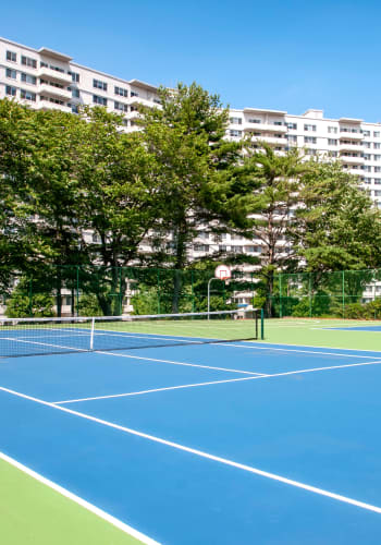 Colorful tennis court at Haddonview Apartments in Haddon Township, New Jersey