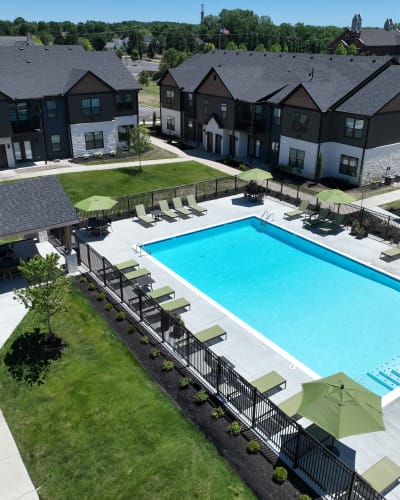 Aerial view of the pool at Meribel