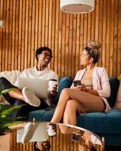 Couple enjoying their home at Revolution Mill in Greensboro, North Carolina