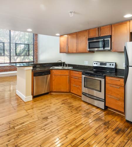 Kitchen at The Cotton Mill Lofts in Roanoke, Virginia