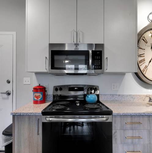 Stove, oven and cabinets at The Edge in Pensacola, Florida