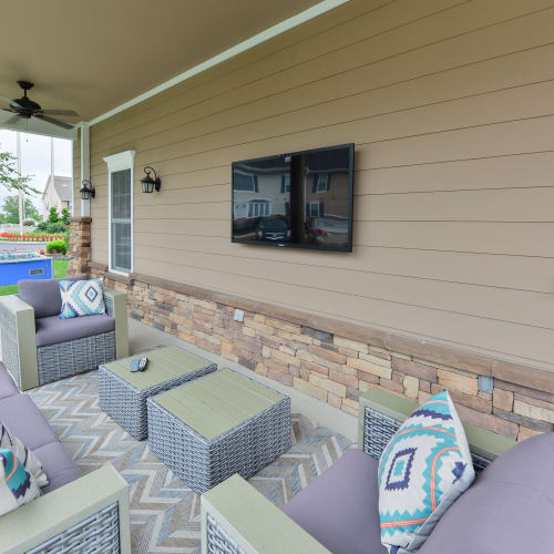 Outdoor lounge area at Montgomery Manor Apartments & Townhomes in Hatfield, Pennsylvania