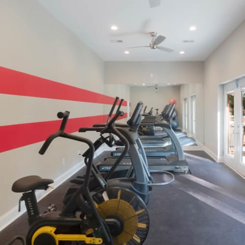 Large fitness area at The Grove at Six Hundred Apartment Homes in Rome, Georgia
