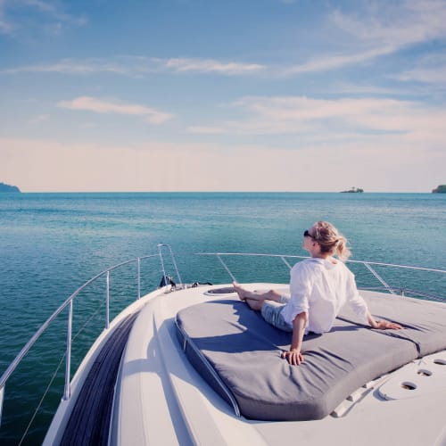Resident enjoying the boating community at Portside Ventura Harbor in Ventura, California