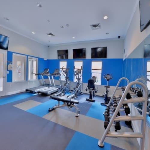 Fitness center at Orchard Meadows Apartment Homes in Ellicott City, Maryland