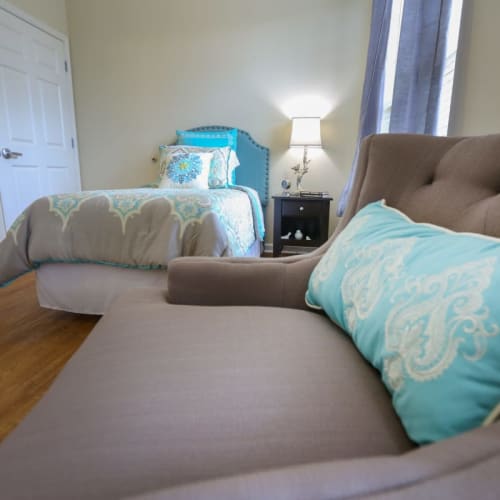 Resident bedroom at The Crossings at Ironbridge in Chester, Virginia